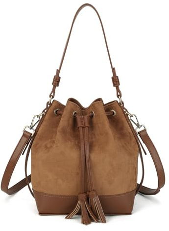 Gladdon Beuteltasche aus Wildleder und PU-Leder für Damen, eine Umhängetasche mit Quasten, eine kleine Henkeltasche und eine Handtasche mit mehreren Fächern