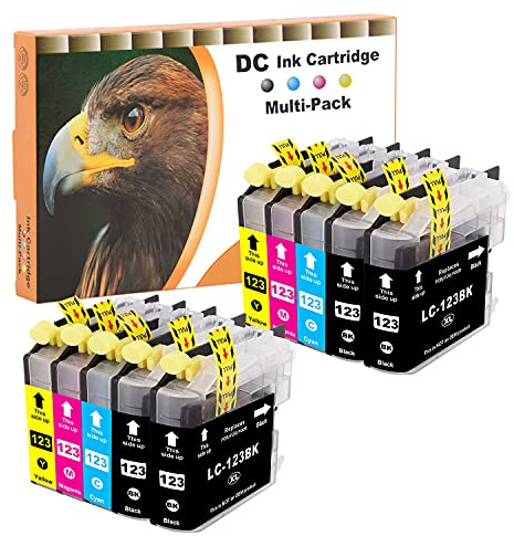 D&C 10x bläckpatroner kompatibla med Brother LC-123 LC123 XL för DCP-J132W DCP-J152W DCP-J172W DCP-J4110DW DCP-J552DW DCP-J752DW MFC-J245 MFC-J4410DW MFC-J4510DW MFC-J4610DW MFC-J470DW J4710DW J650DW