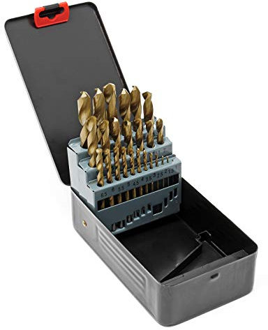 Jeu de 25 Forets hélicoïdaux Ø1-13 mm 135° Perçage de métal Coffret de rangement Atelier Set Mèche