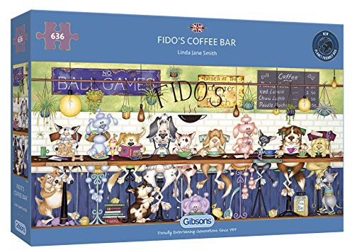 Fido's Coffee Bar 636 Piece Jigsaw Puzzle | Sustainable Puzzle for Adults | Premium 100% Recycled Board | Great Gift for Adults | Gibsons Games