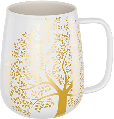 amapodo Tazza da caffè in porcellana - Tazza da caffè grande 600ml - Regali per uomini - Tazza Jumbo - Tazza da ufficio XXL Bianco