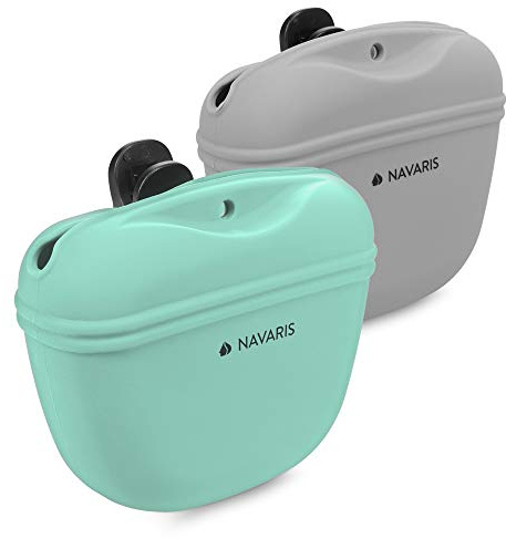 Navaris Set 2 Fundas de Silicona Porta golosinas de Perro - Estuches para Entrenamiento de Mascota Cachorro - Bolsas para recompensas premios Galletas