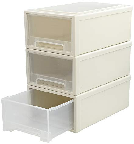 Jandson 3 Stück Stapelbare Schubladenschrank aus Kunststoff, Stapelbare Truhe mit Schublade