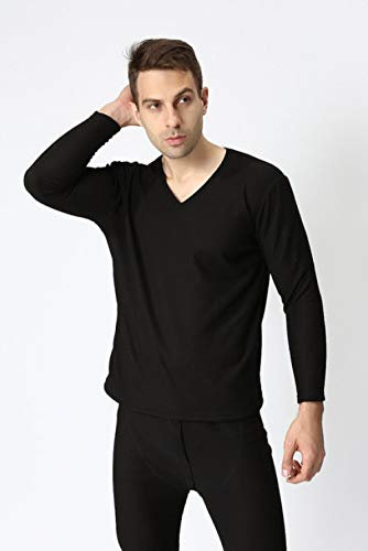 Herren Thermounterwäsche Set Plus Größe Xl-9Xl Herbst Winter Männer Verdicken Thermische Unterwäsche Männer Lange Johns Samt Weiche Warme Anzüge, Schwarz, 9XL