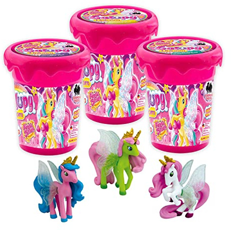 CRAZE Magic Slime GALUPY Unicorn Magischer Kinderschleim mit Einhorn Spielfigur Glibber Clay 3 * 150 ml, 30967, Bunter Spielschleim für Kinder