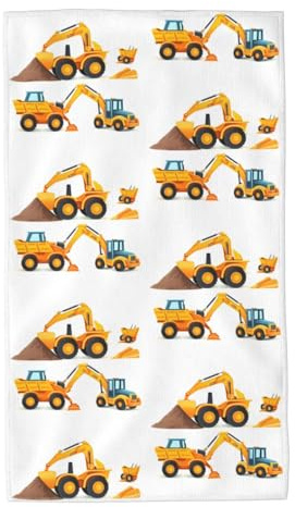 Mount Hour Boy's Toy Excavator Hand Towels, Face Towel Soft Guest Towel Portable Kitchen Tea Dish Towels Washcloths Bathroom Decor Housewarming Gifts 15.7 X 27.5