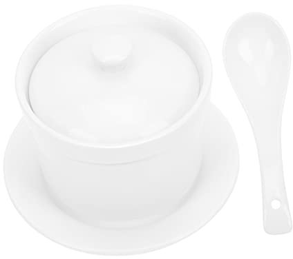 1 Juego Estofado Olla De Porcelana Tazones De Sopa De Cebolla Francesa Taza De Natillas Taza De Cebolla Francesa Sopera con Tapas Cocina Impermeable Tazón De Azúcar Cerámica