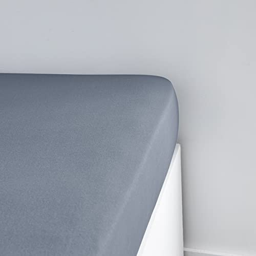 Today Essential - Drap Housse 90X190 cm 1 Personne Jersey 100% Coton Uni, Denim