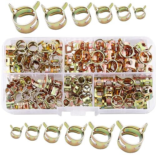 150 Pièces Clip à Ressort Tuyau Serre-Joints,Collier Durite Essence 6-10mm Kit Set Pour Fixer Tuyaux Souples et Durites