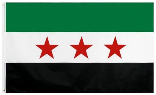 Dinntty Syrien-Flagge 90 x 150 cm Polyester Syrische Arabische Republik DREI-Sterne-Flagge lebendige Farben syrisches Outdoor-Banner für Festival-Party-Dekoration