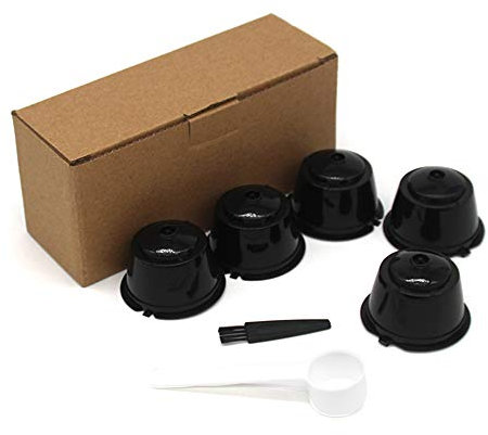 Tlilyy 5 Stück Wiederverwendbare Nestle für Kaffee Kapseln Filter Cup Wiederverwendbare Filter Korb Caps Wiederverwendbare Löffel Brush-2