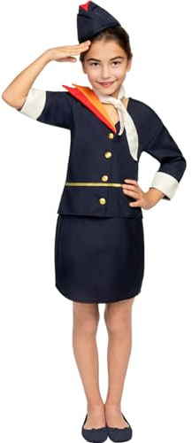 Funidelia | Disfraz de azafata de vuelo para niña Asistente de vuelo, Piloto, Profesiones - Disfraz para niños y divertidos accesorios para Fiestas, Carnaval y Halloween - Talla 10-12 años