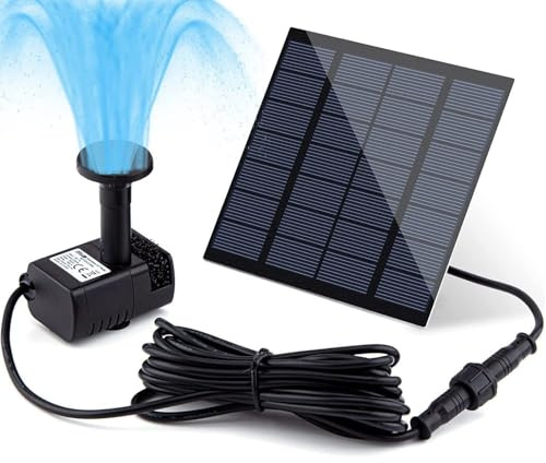 1.8W Solar Fountain With 8 Nozzles - Water Feature Pump Kit for Bird Bath, Small Ponds, Fish Tank and Pool