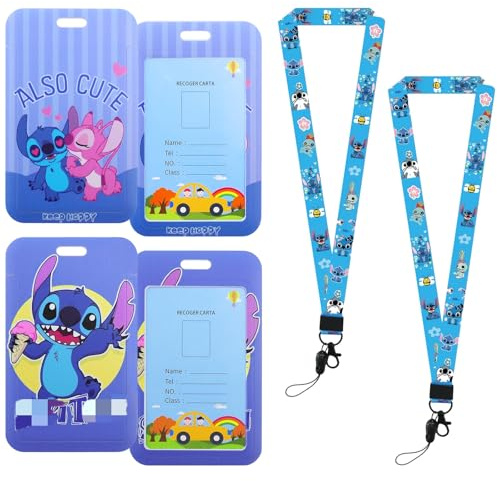 Sidesea Porta Tarjetas Identificativas, 2 Piezas Funda Tarjeta Identificación Portatarjetas Colgante Card Holder Tarjetero Colgante Plastico Diseño de Dibujos Animados Adultos Niños