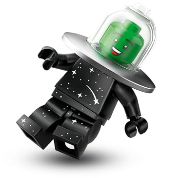 Disfraz de OVNI (Flying Saucer Costume Fan), minifiguras Lego Serie 26 Espacio (Series 26 Space), figura coleccionable, juego completo con soporte y accesorios, CMF (col26-7)