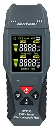 Rilevatore di gas portatile, Tester digitale professionale for radiazioni di campo elettromagnetico Rilevatore EMF di forza elettrica magnetica con misurazione della temperatura per casa e camper