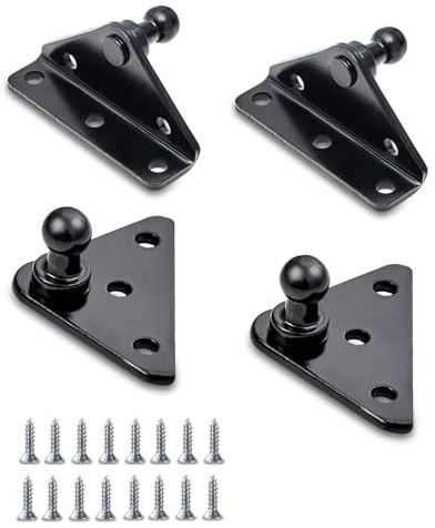 PAMAGOO Soportes de montaje de perno de bola de 13 mm, 2 soportes en ángulo tipo L y 2 soportes planos con 16 tornillos, para amortiguadores de resorte de gas Lift-o-mat, kits de montaje de