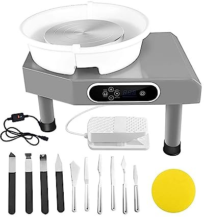 TREEYX Electric Pottery Wheel with Ball Stylus, 11-Inch Clay Wheel Pottery Ceramic Wheel Thrower for Adult Beginners, Foot Pedal, LCD Touchscreen (Grey)