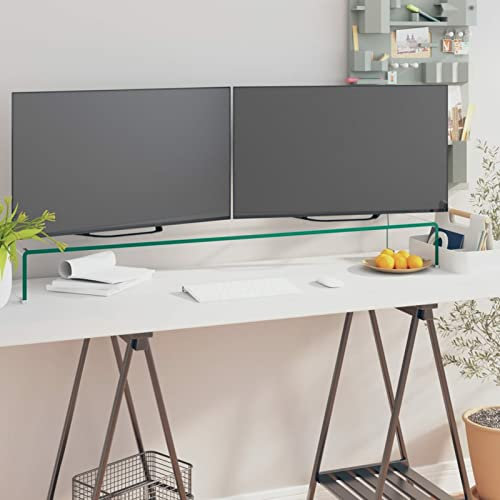 Buzaza TV-Tisch/Bildschirmerhöhung Glas Transparent 120x30x13 cm Konsole FüR Tv Fernsehtisch Schmal Monitor Riser