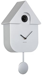 Karlsson Kuckucksuhr Modern Cuckoo Metallic - Silber - 21.5x8.5x41cm | Rechteck - skandinavisch - Thermoplast - Wanduhr Modern Wohnzimmer - Wanduhren - Kuckucksuhr