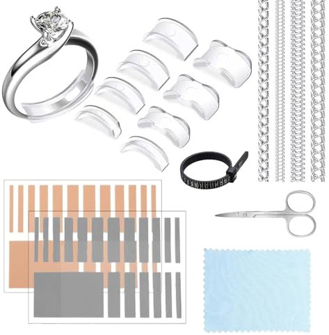 Lxtness 17Pcs Ajusteurs pour Bagues,8 Tailles Réducteur de Taille de Ajusteur Bague Invisiblee,pour Hommes et Femmes - Réducteurs Invisibles de Taille de Bague
