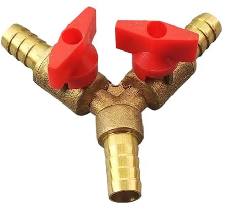 1PCS 8mm 10mm Hose Barb Y Type Three 3 Way Brass Shut Off Ball Valve Pipe Fitting Connector Adapter for Fuel Gas Water Oil Air(8mm)