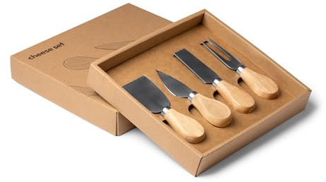 TRECOLA Juego de Cuchillos de Queso, Mini Cuchillos de Queso, 4 Piezas de Acero Inoxidable para Cocina Mini Cuchillo de Queso con Mangos ergonómicos de madera