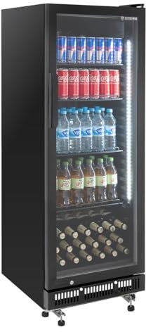 GastroHero Getränkekühlschrank GKS-230 I 230 L Getränkekühlschrank mit Glastür & LED I Flaschenkühlschrank abschließbar I Bierkühlschrank 0 bis +8 °C