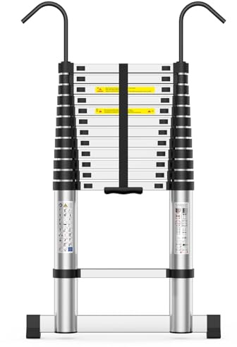 Telescoping Ladder,12.5FT Extension Ladder, Heavy Duty 330lbs Max Capacity