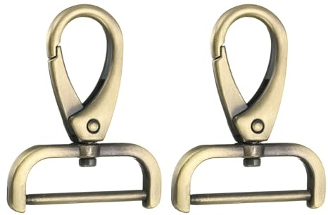 QUARKZMAN 2 Stück 32 mm D-Ring Abnehmbarer Karabinerhaken Schwenkbarer Karabiner mit Schiebeschnalle Hummerkrallenverschluss für Taschengurt Schlüsselanhänger Tasche DIY Handwerk (Messing)