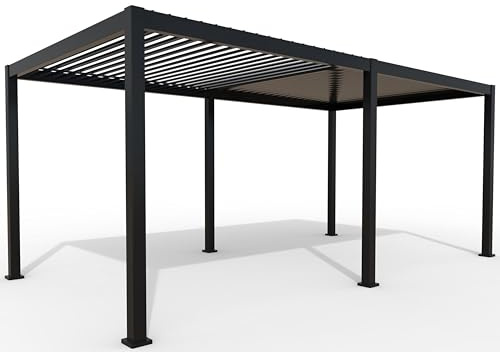 Green Spirit Lamellendach Pergola Mirador Classic 3x6 - Anthrazit, Aluminium, 300x600x250 cm - Lamellen Pavillon, Garten Terrassen Überdachung