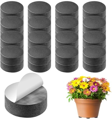 YHTCC 40 Pack Invisible Plant Pot Feet - Black Non-Slip Flower Pot Risers | Durable Planter Feet for Better Drainage Plant Pot Feet with Strong Self-Adhesive Pads for Medium/Large Garden & Indoor Pots