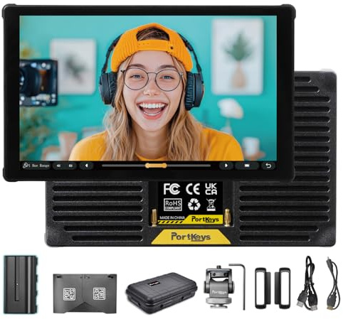 Portkeys PT5 III Camera Monitor 5.4 800nits Field Monitor with USB 3.0 Type-C port Support Waveform, Histogram, Peaking, False Color, and 3D LUT Function for DSLR Camera (PT5 III With Battery)