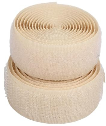 Globellapro 2 Meters Hook and Loop Strip Tape Beige 2CM Wide Fastening Tapes For Sewing