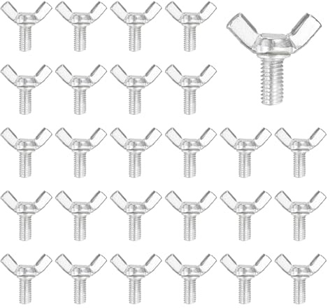 sourcing map 40 Pcs M6x10mm Wing Butterfly Screw Bolts, Carbon Steel Zinc Plated Wing Bolt Thumb Hand Screws Fasteners for Home, Machine, Electronic Equipment
