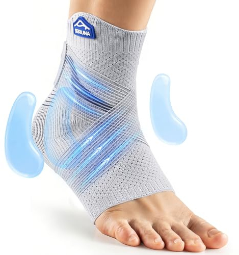 JAPSERUNA Ankle Brace for Women Men with Gel Pad 3D Knit-Ankle Compression Sleeve and Adjustable Strap, Ankle Support wrap for Sprain, Sports, Volleyball, Pain Relief, Swelling