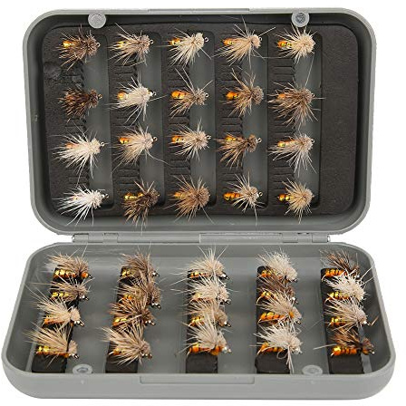 Mouches Sèches Tenkara, 40 Leurres de Pêche à la Truite Noués à la Main en Acier Carbone, pour Rivières, Ruisseaux et Lacs