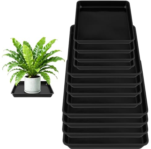 ZEONHEI 15 Stück Untersetzer Blumentopf Eckig, Kunststoff Pflanzentopf Untersetzer Eckig Topfuntersetzer Pflanzen, Schwarz Pflanzenuntersetzer Quadratisch 22x22 25x25 29x29 für Außen- und Innen