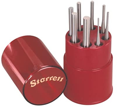 Starrett S565WB Drive Pin Punch 8-Piece Set, 1/16-5/16 Pin Diameters, 4 Overall Length, In Plastic Case