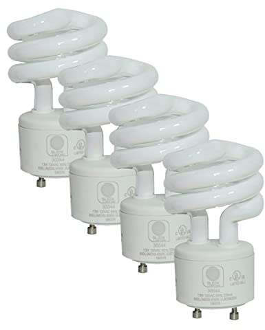 SLEEKLIGHTING - 13Watt GU24 Base 2 Prong Light Bulbs- UL approved-120v 60Hz Light Bulb- Mini Twist Lock Spiral -Self Ballasted CFL Two Pin Fluorescent Bulbs- 5000K Daylight 4pack