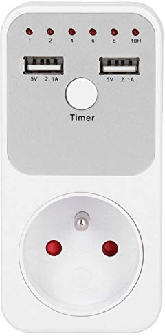 Prise de minuterie de compte à rebours 180~260V USB prise de minuterie de compte à rebours numérique intelligente pour chargeur de téléphone d'ordinateur, avec manuel( Plug)
