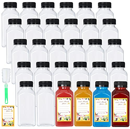 DANALLAN 30 Pack 8oz Empty Plastic Bottles with Leak-Proof Caps Food Grade Recyclable Bulk Beverage Containers Clear PET Bottles for Homemade Juice, Smoothie, Milk and Drinks