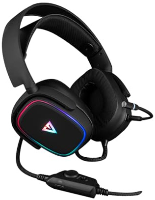 Modecom Volcano MC-899 Prometheus 7.1 Raumklang Gaming-Headset | Kabelgebundene Over-Ear-Kopfhörer mit Mikrofon für PC und Laptop | Bequeme Ohrpolster für Spieler und Streaming