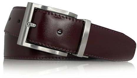almela - Wendegürtel | Gürtel | Ledergürtel | Wendegürtel | Drehschnalle | 3,5 cm breit | Echtes Leder | 35 mm | Reversible men's belt (Schwarz/Bordeaux | 35mm, 110)