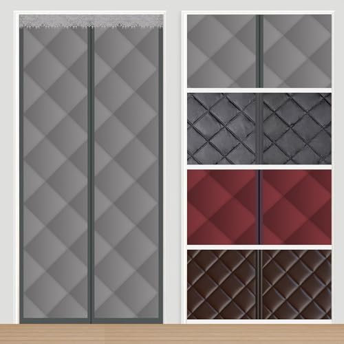 Ufamiluk Isolation Porte de Service Anti Froid en d'hiver en Coton Isolant Phonique Rideau Isolant Thermique Anti Froid pour Portes de Balcon Porte de Salon extérieure 80x200cm Gris