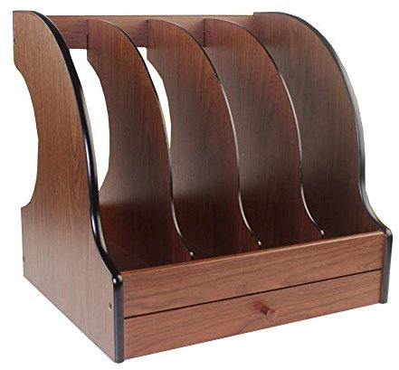 Schreibtisch-Briefablage-Organizer 4-Schicht-Holz-Aktenablage 4-Tier-Schreibtisch-Organizer Akten- und Ordnerablage Papierstapelablagen mit Schublade