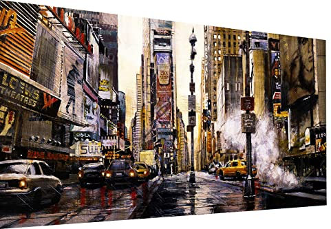 Magic Canvas Art Abstrakt New York NYC Stadt Leinwandbild 1- teilig Hochwertiger Kunstdruck Wandbilder – B8393, Material: Leinwand, Größe: 180x90 cm