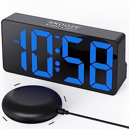 MINORZ Wecker Laut für Tiefschläfer, Digitaler Wecker mit Vibration, Nachtlicht, 0-100% Helligkeitseinstellung, Dual Alarm, 7 Lautstärken Snooze Ideal für Gehörlose Hörgeschädigte Senioren
