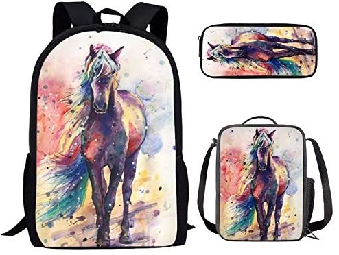 chaqlin Children School Bags Set 3PCS Backpack with Lunch Bag Pencil Bag Animal Dinosaur Wolf Football Printed Boy Girls Bookbags