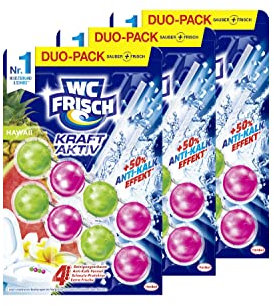 WC FRISCH Kraft Aktiv Duftspüler Hawaii 3 x 100g (3x 2 * 50 g), WC Reiniger für Reinigung bei jeder Spülung, Duftsteine für langanhaltend frischen Duft, + 50% Anti-Kalk Effekt*